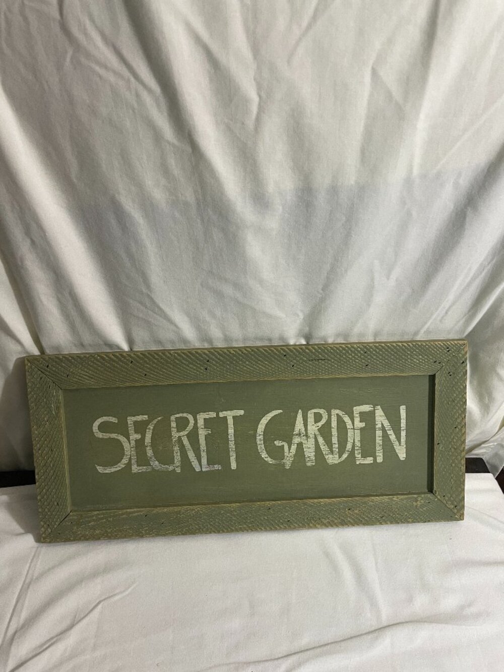 Secret Garden Rustic Wooden Wall Sign Green Framed Farmhouse Cottage Garden Deco